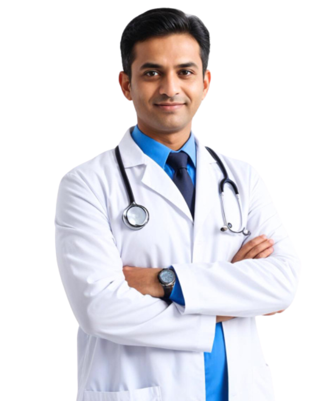 Doctor with lab beaker