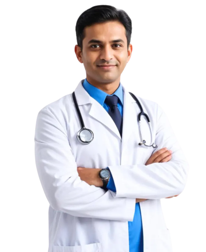 Doctor with lab beaker